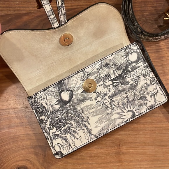 Christian Dior Calfskin Jardín Natural Print Saddle Belt Bag Latte Multicolor - Picture 11 of 16